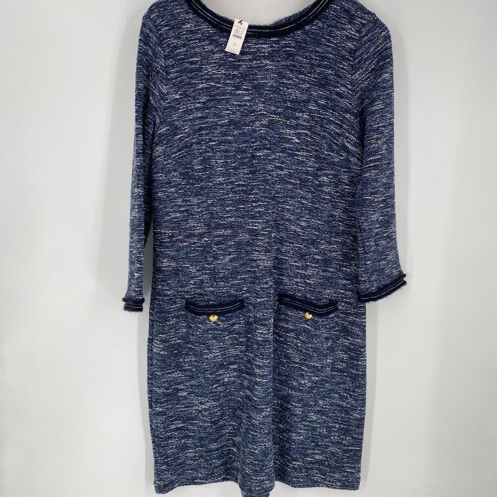 Talbots Dress Women’s 12‎ Tweed Knit A-Line Navy Channel Style Classic